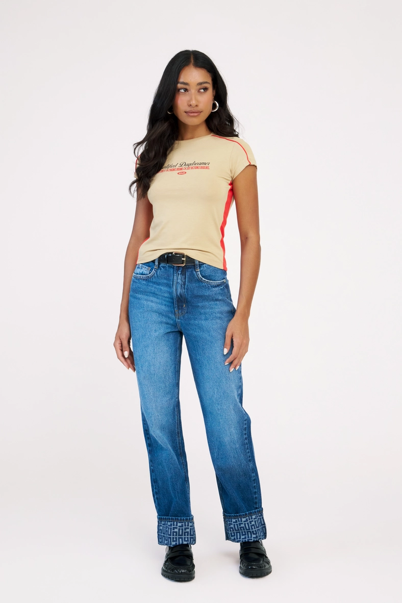 Camiseta Feminina Baby Look Bege 3