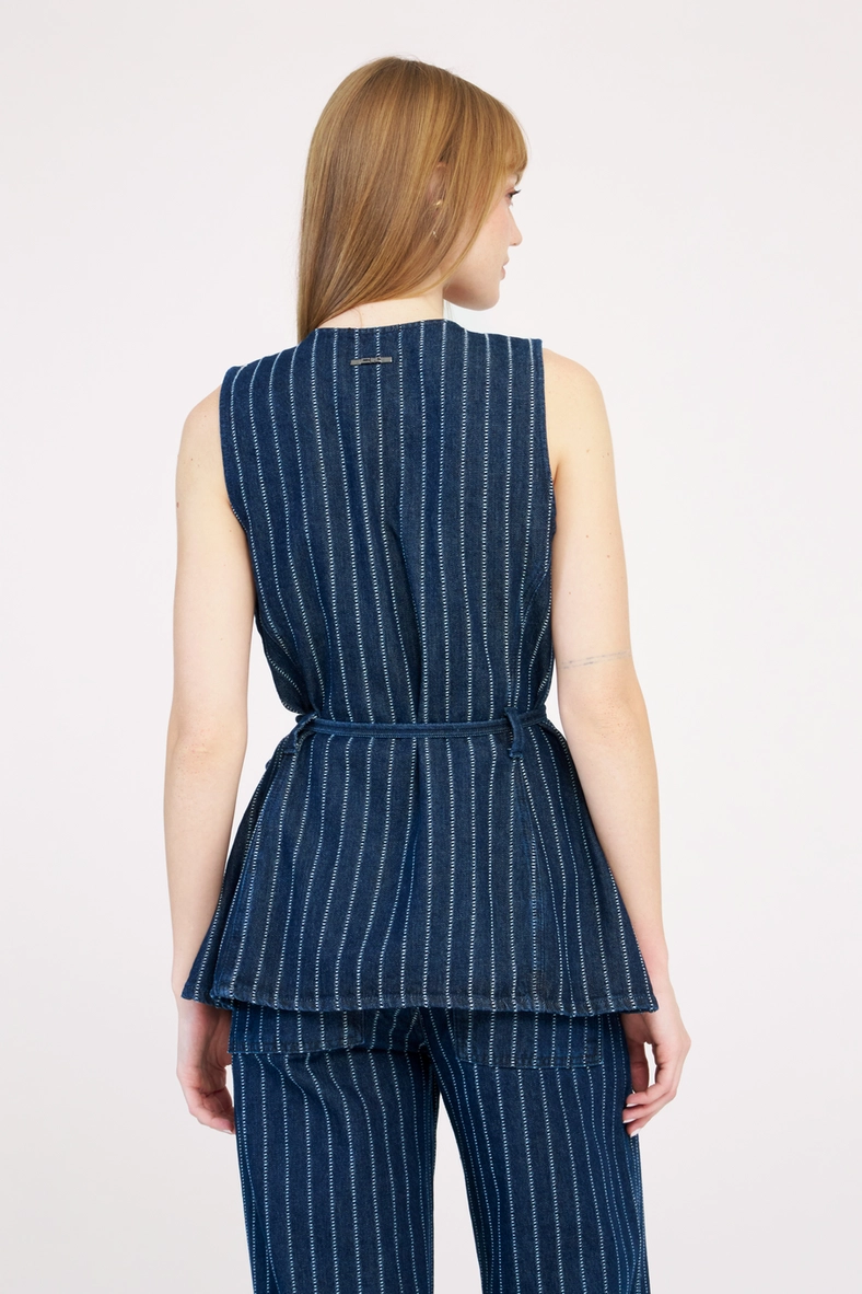 Colete Jeans Feminino Slim Listrado Estampados 4