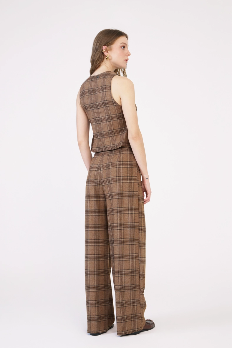 Calça Feminina Wide Leg Xadrez Estampados 2