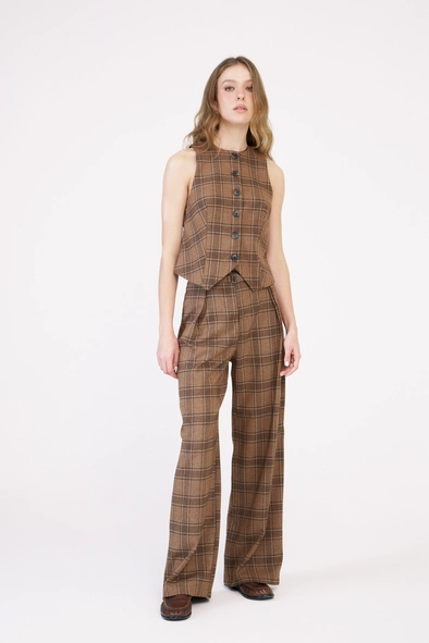 Calça Feminina Wide Leg Xadrez