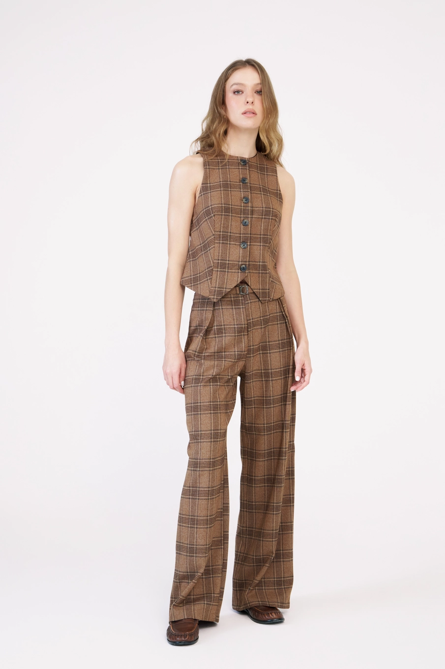 Calça Feminina Wide Leg Xadrez Estampados 1