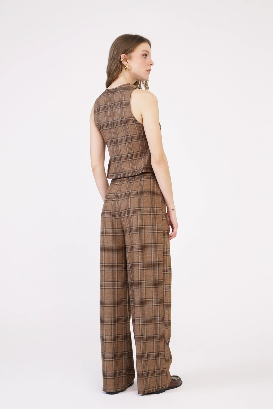Calça Feminina Wide Leg Xadrez Estampados 2