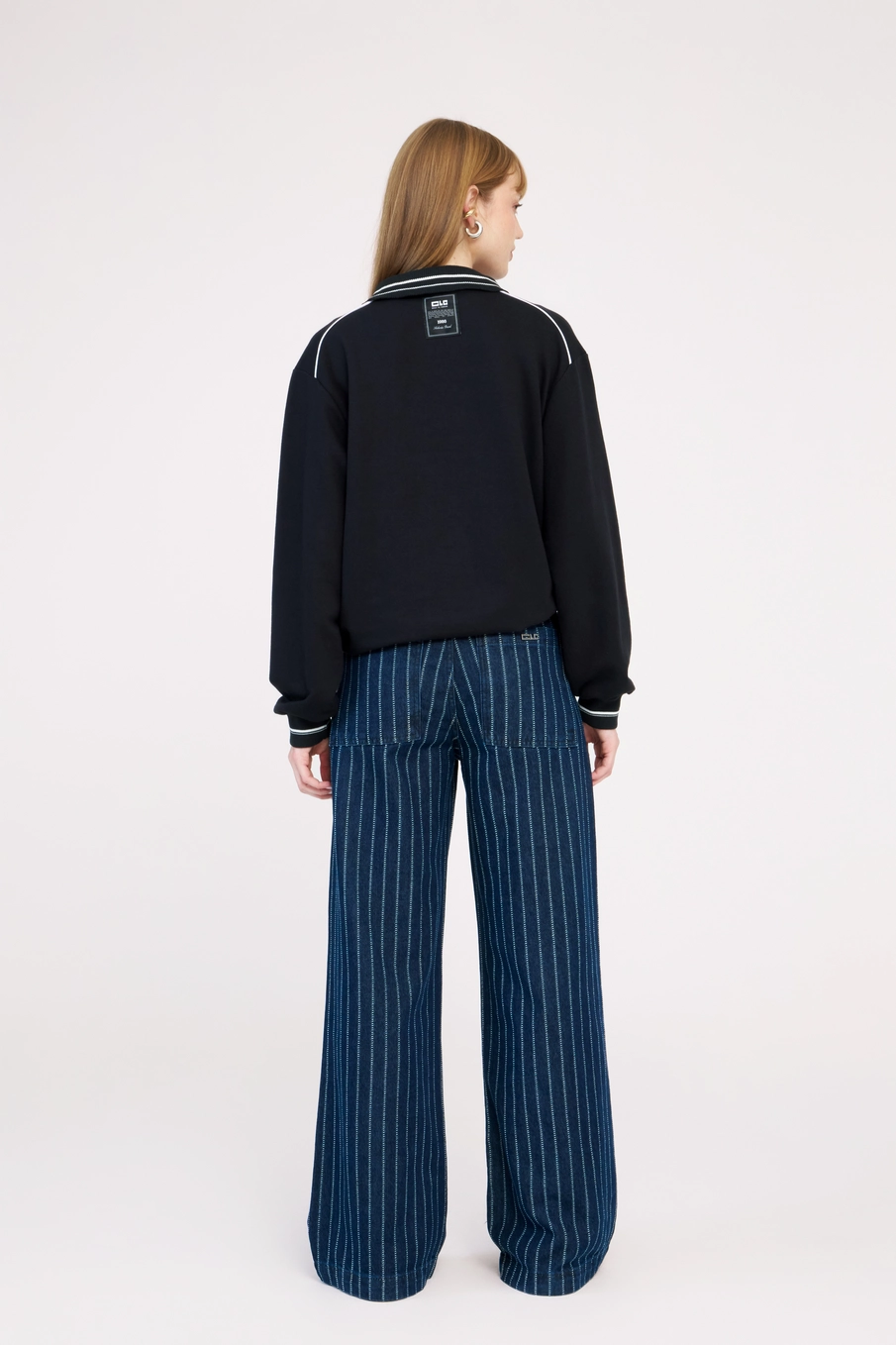 Calça Jeans Feminina Wide Leg Listrada Estampados 2