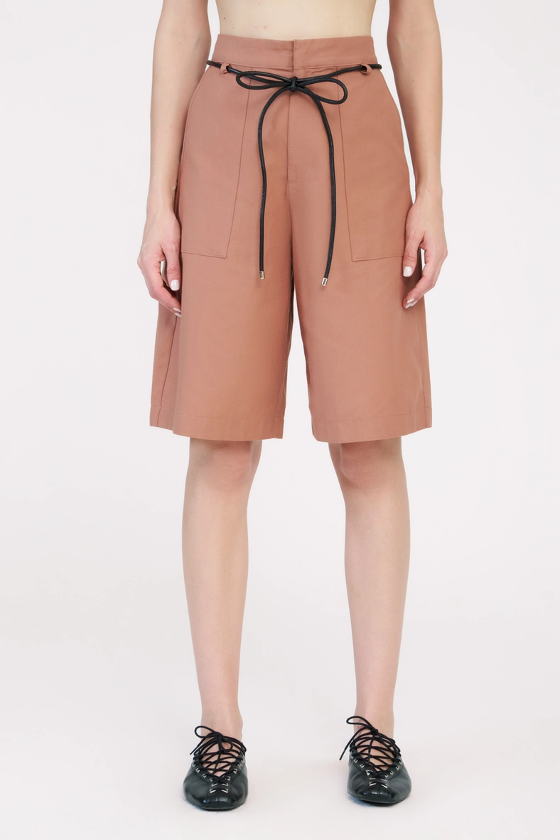 Bermuda Alfaiataria Feminina Comfort Com Cinto Marrom 3