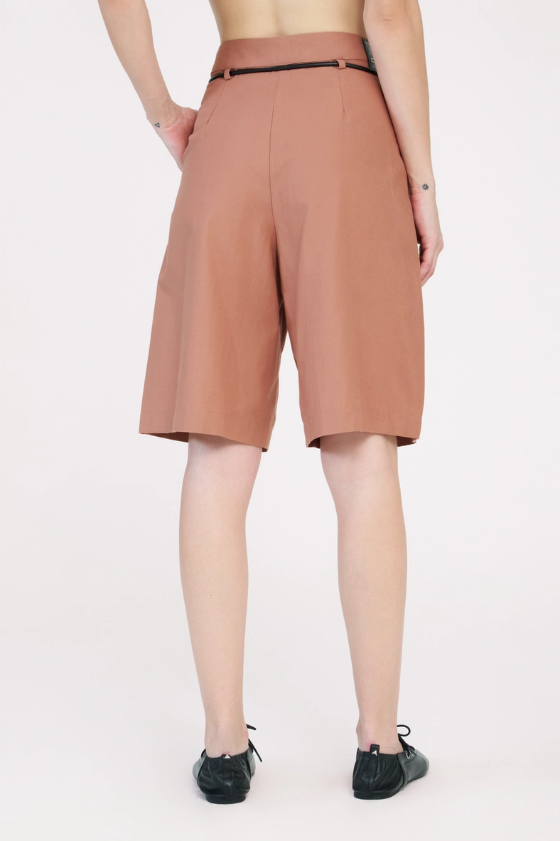 Bermuda Alfaiataria Feminina Comfort Com Cinto Marrom 4