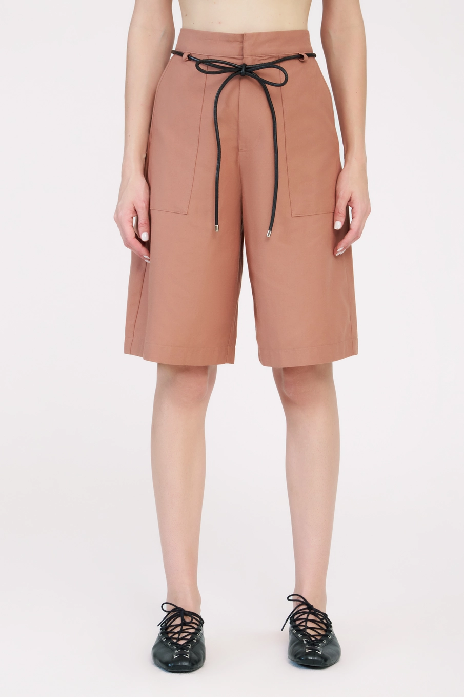 Bermuda Alfaiataria Feminina Comfort Com Cinto Marrom 3