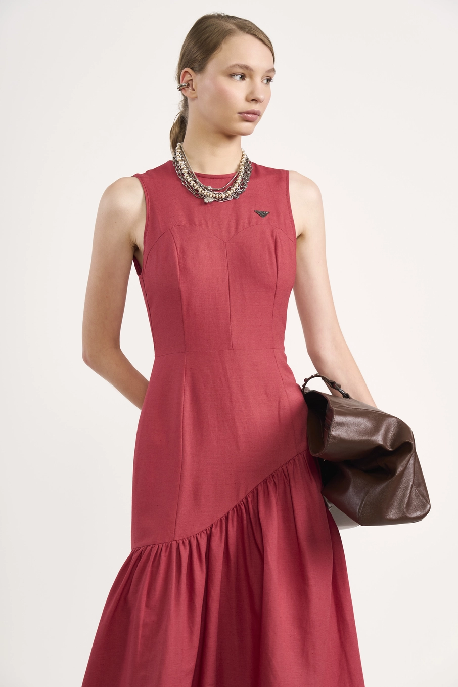 Vestido Longo De Linho Vermelho