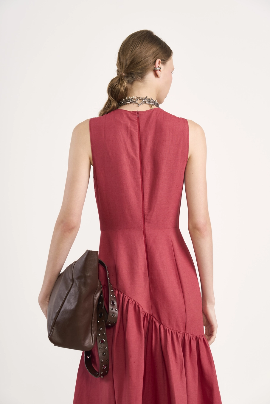 Vestido Longo De Linho Vermelho