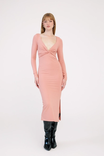 Vestido Midi Small Manga Longa Com Torção