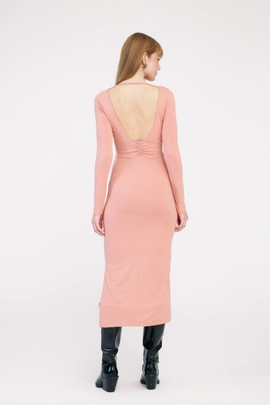 Vestido Midi Small Manga Longa Com Torção