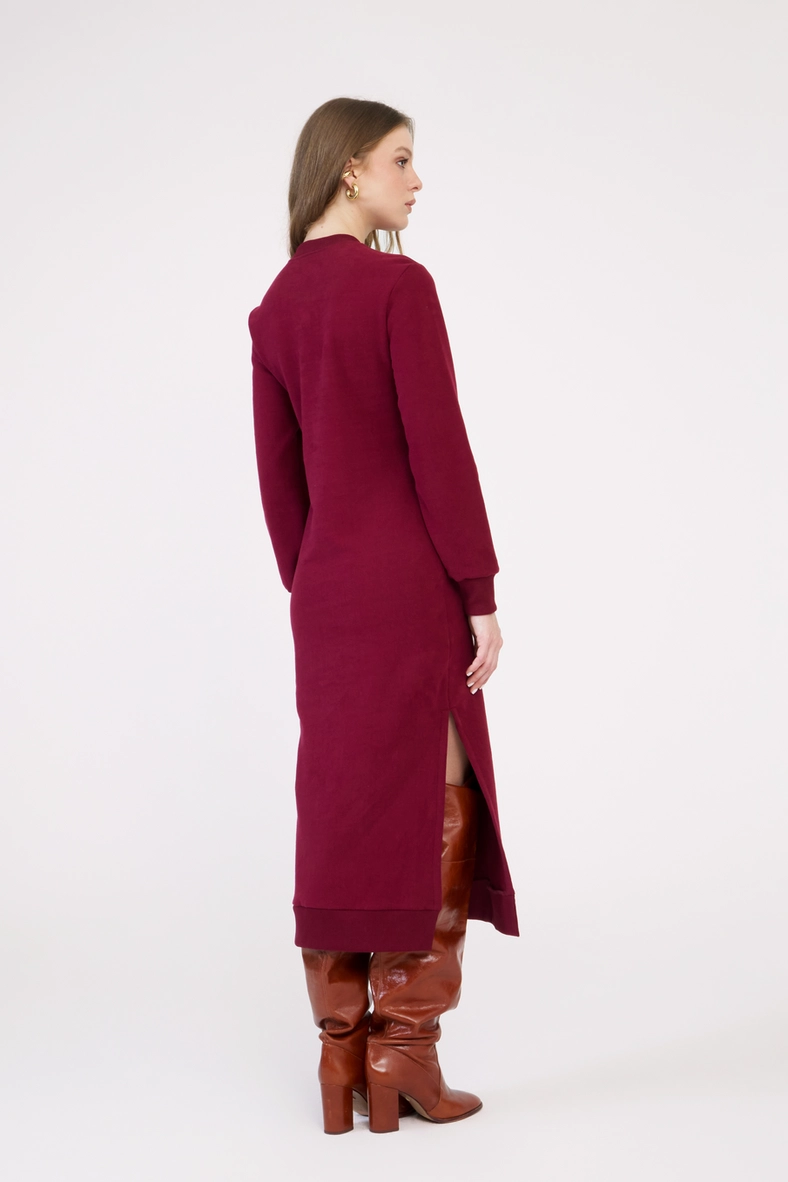Vestido Moletom Midi Comfort Bordô 2