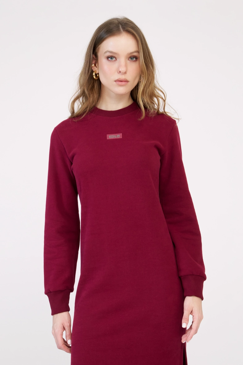 Vestido Moletom Midi Comfort Bordô 3