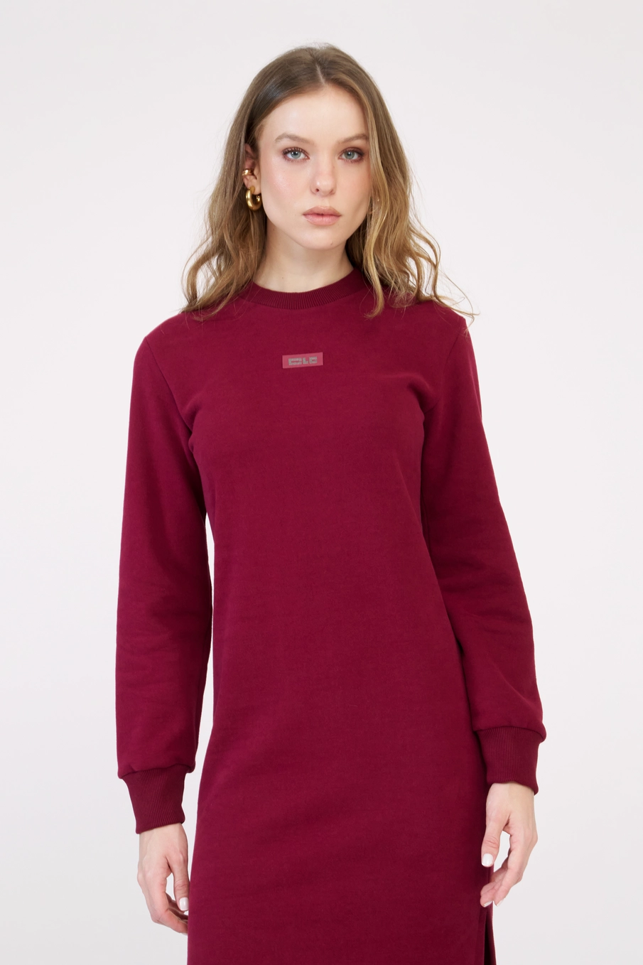 Vestido Moletom Midi Comfort Bordô 3