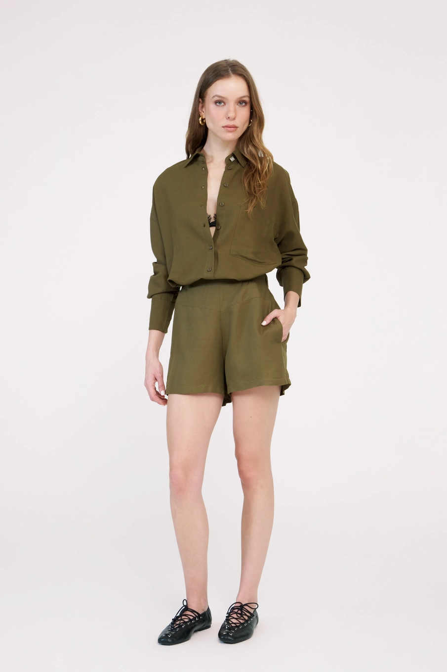 Short Comfort Cintura Alta Verde 1