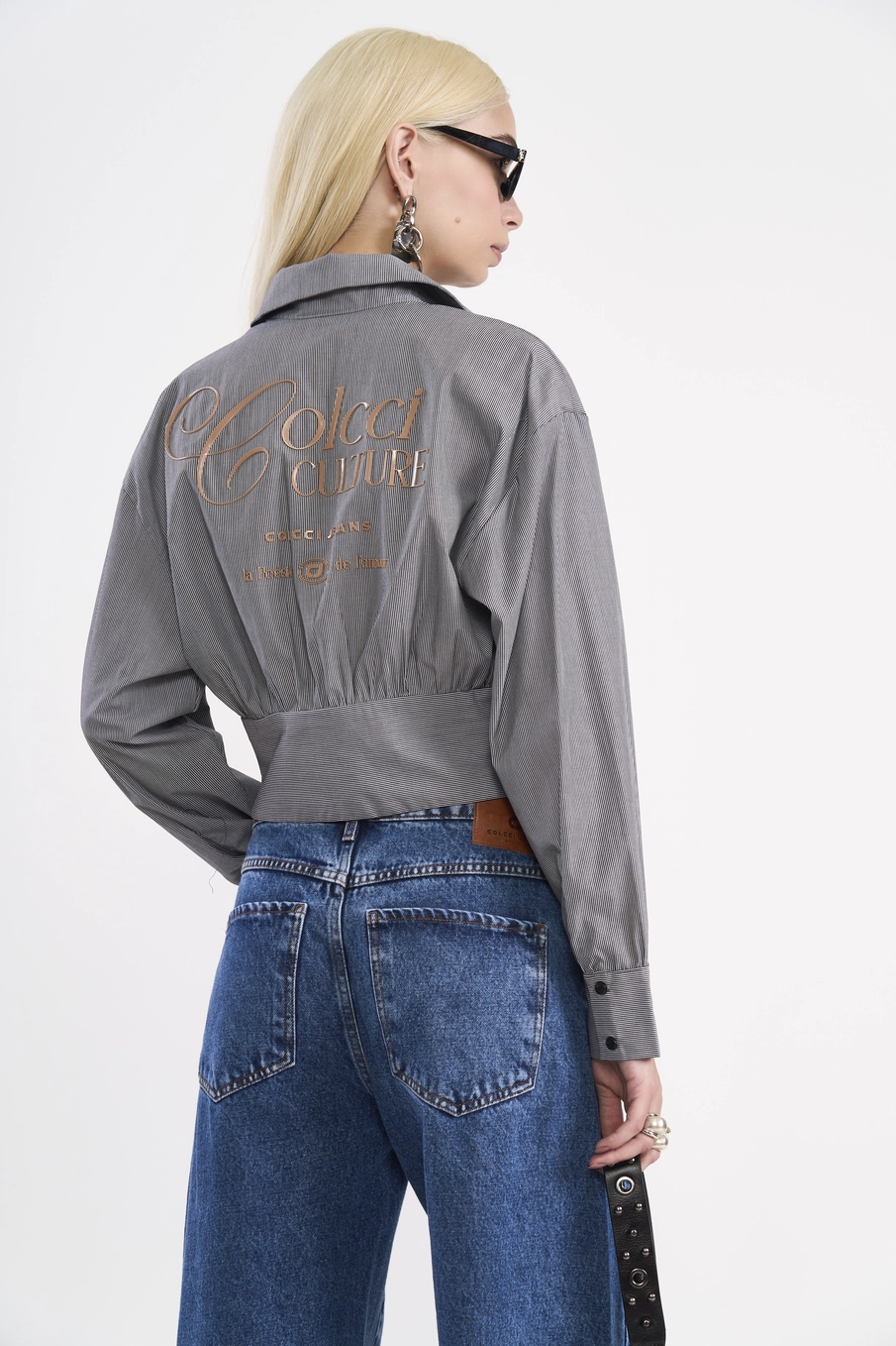 Camisa Cropped Estruturada Listrada Estampados