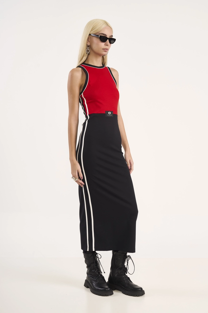 Vestido Midi Bicolor Ajustado