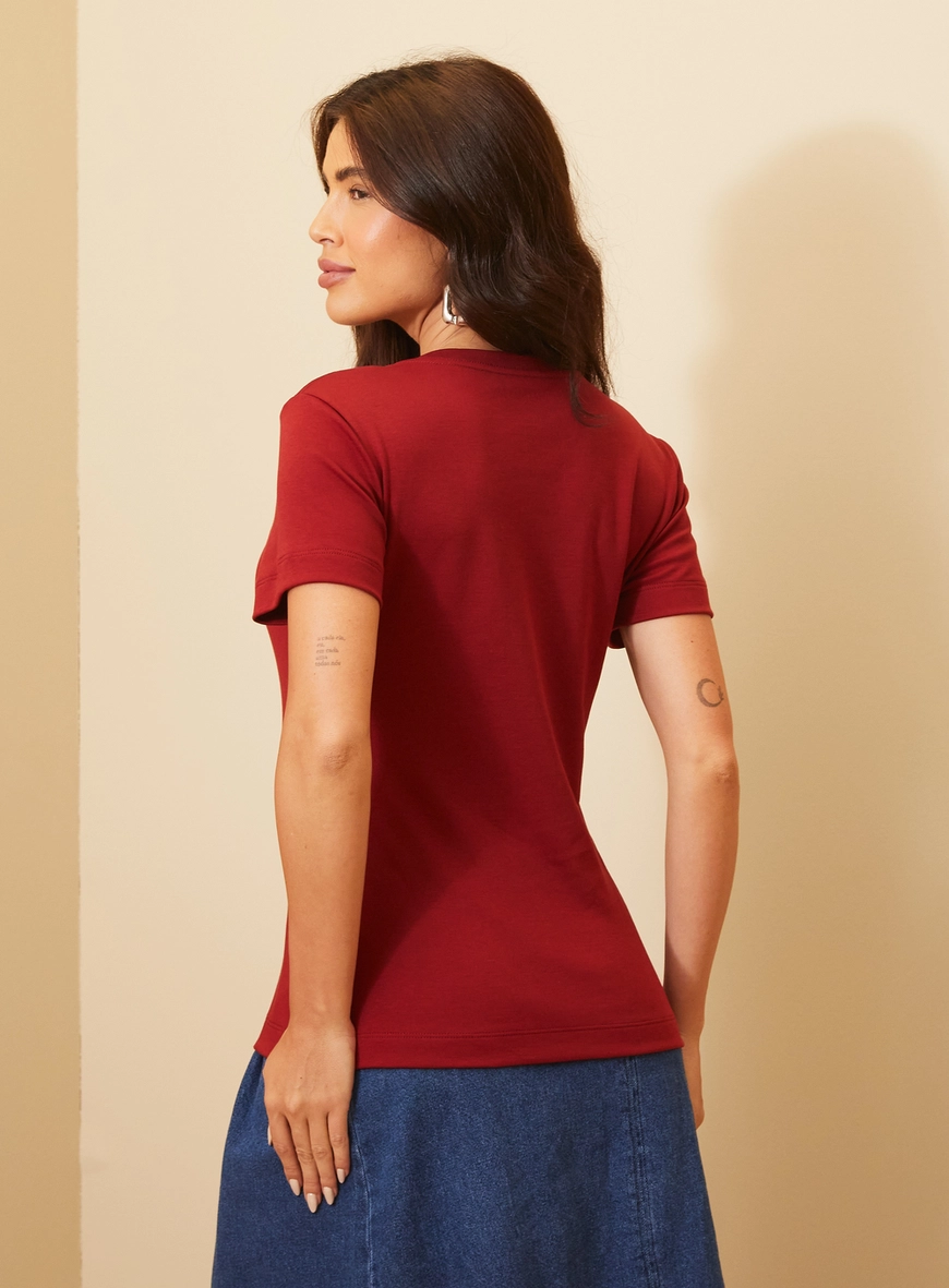 Camiseta Feminina Básica Manga Curta Vermelho 4