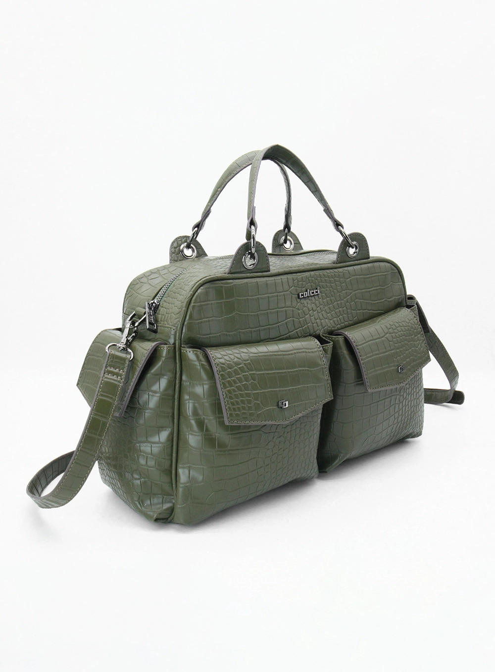Bolsa Feminina Shoulder Croco Verde