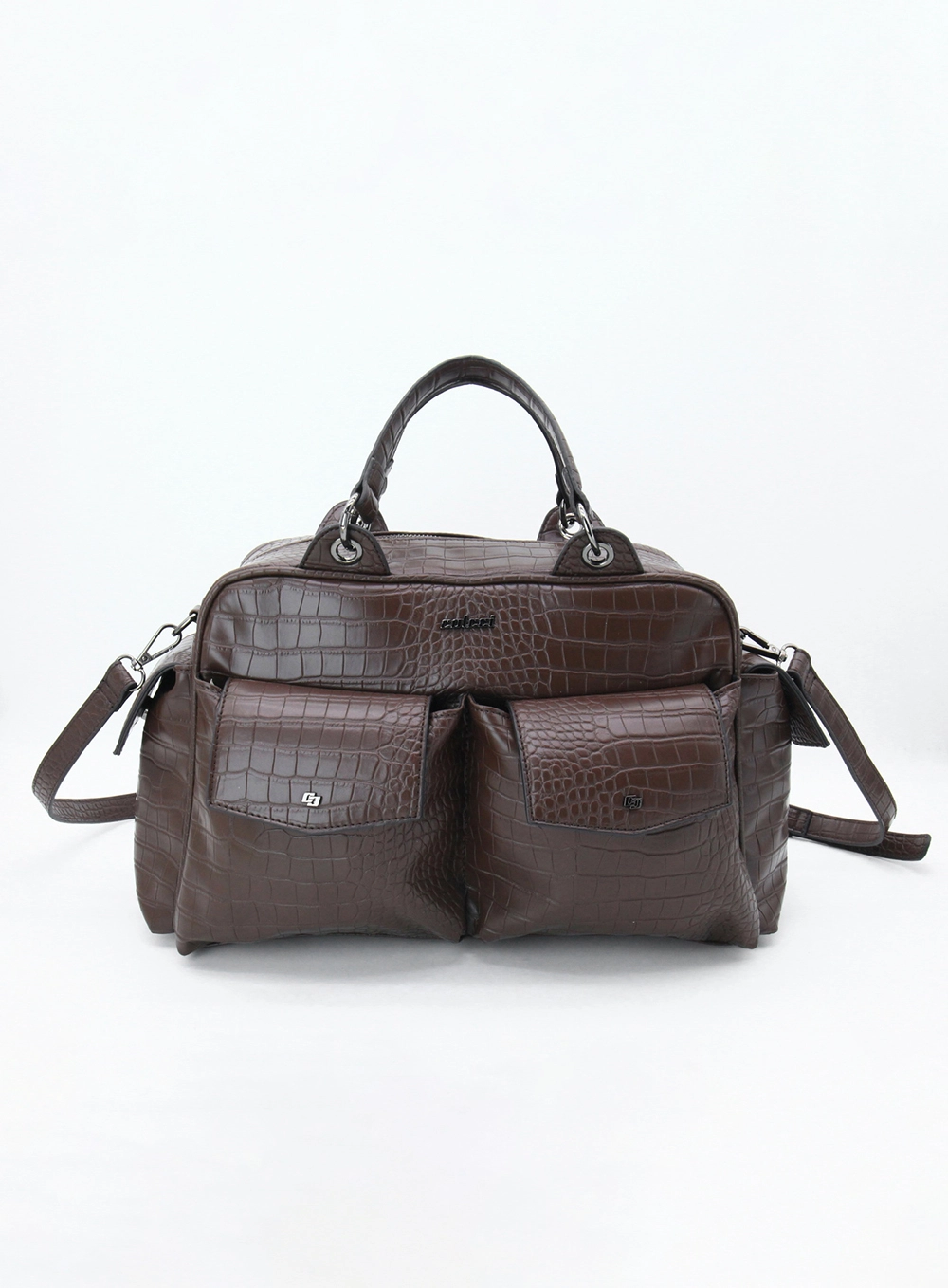 Bolsa Feminina Shoulder Croco Marrom