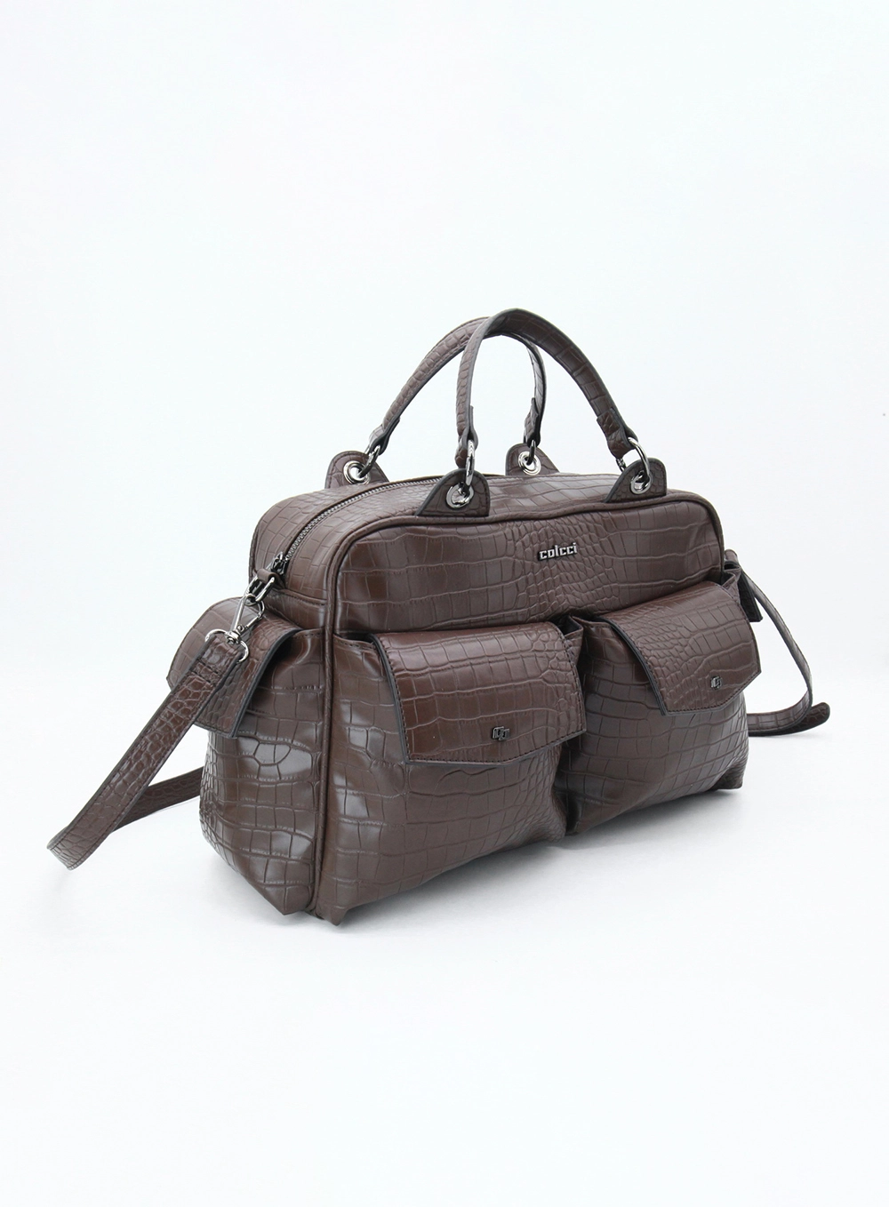 Bolsa Feminina Shoulder Croco Marrom