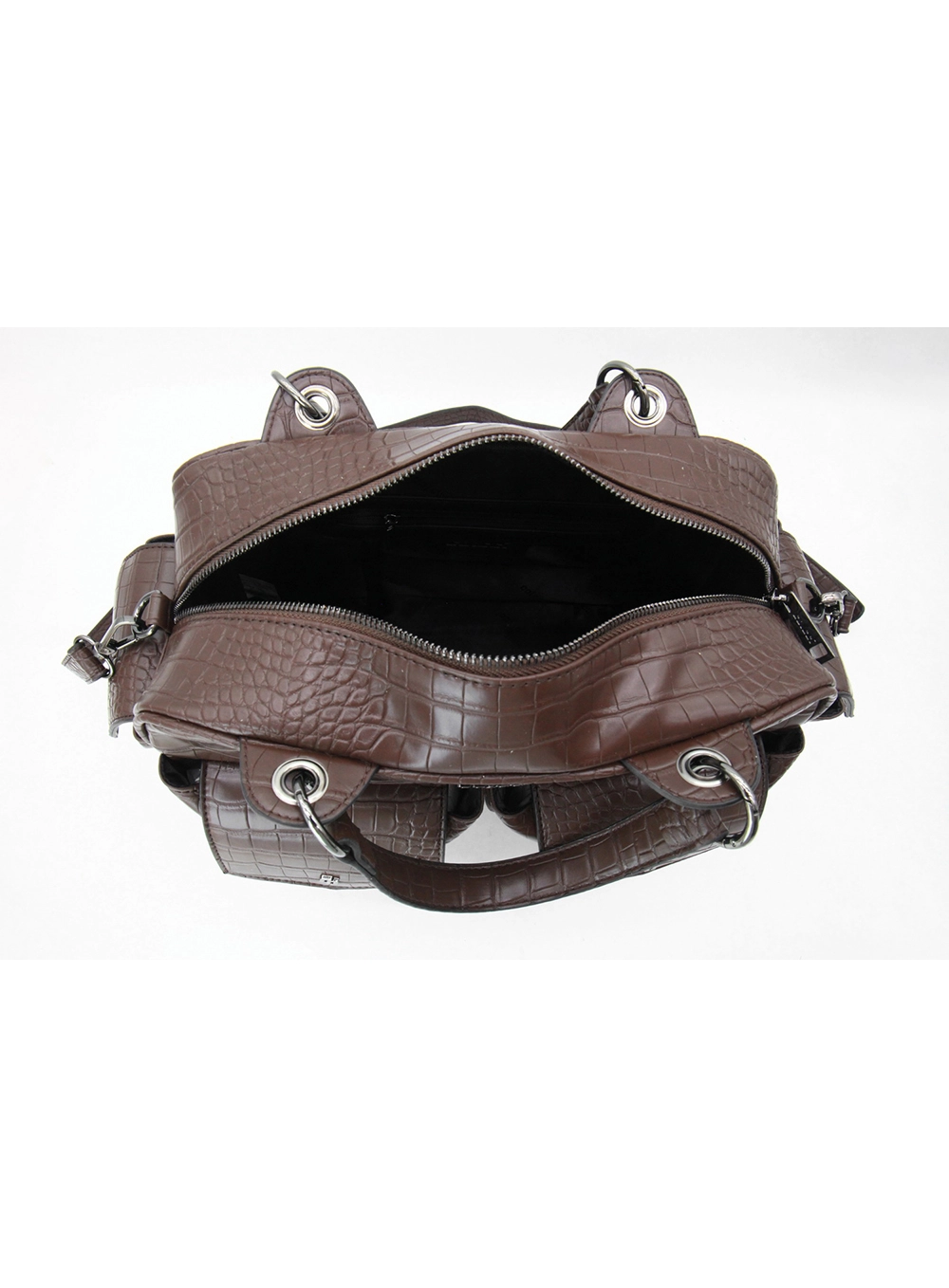 Bolsa Feminina Shoulder Croco Marrom