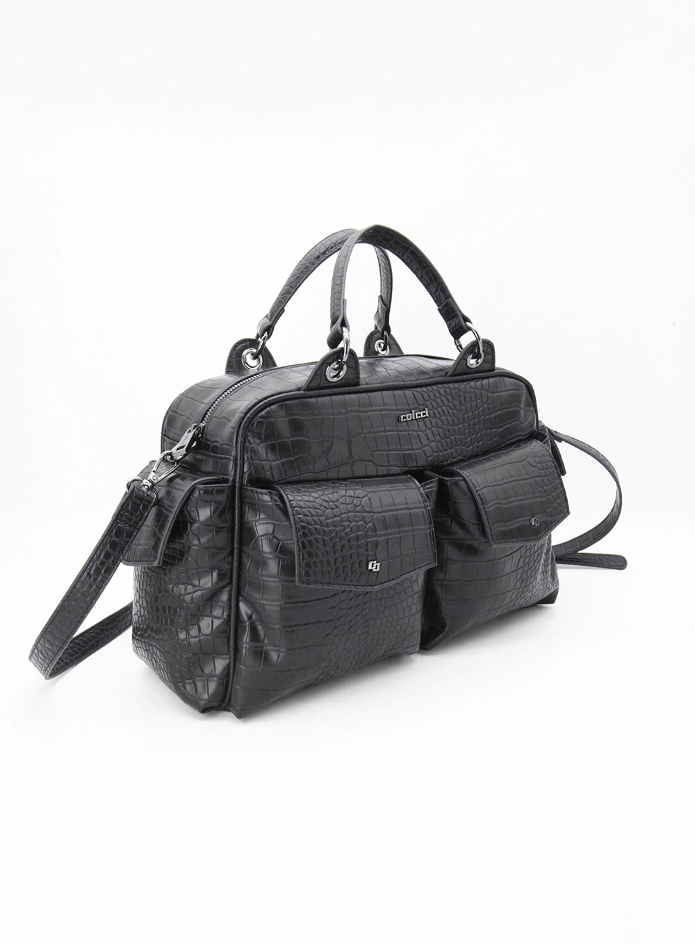 Bolsa Feminina Shoulder Croco Preto