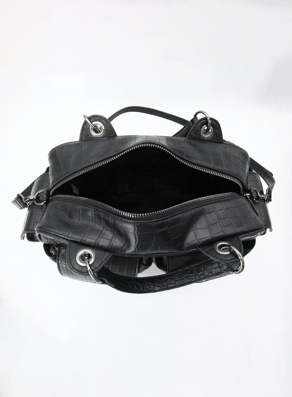 Bolsa Feminina Shoulder Croco Preto