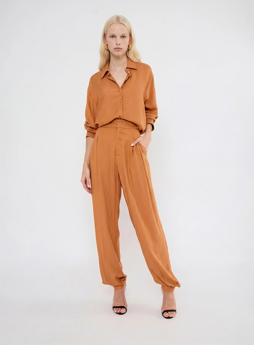 Camisa Feminina Comfort Jacquard Bege 1