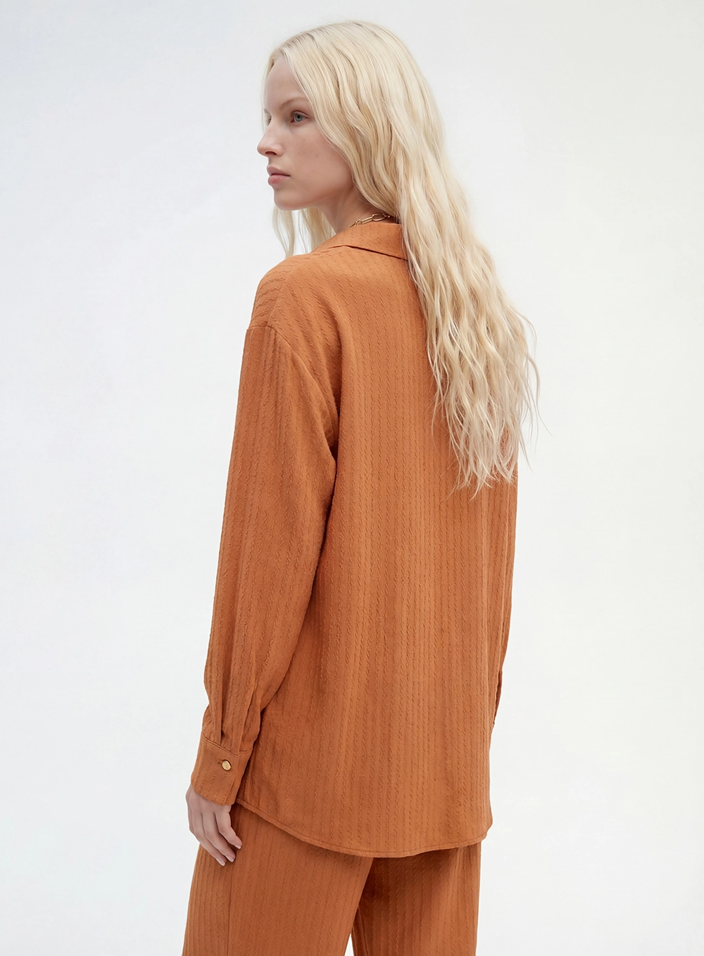 Camisa Feminina Comfort Jacquard Bege 2