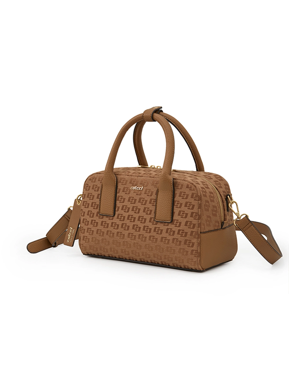Bolsa Feminina Bowling Jacquard Caramelo