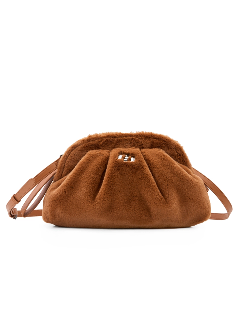 Bolsa Feminina Clutch Furry Caramelo