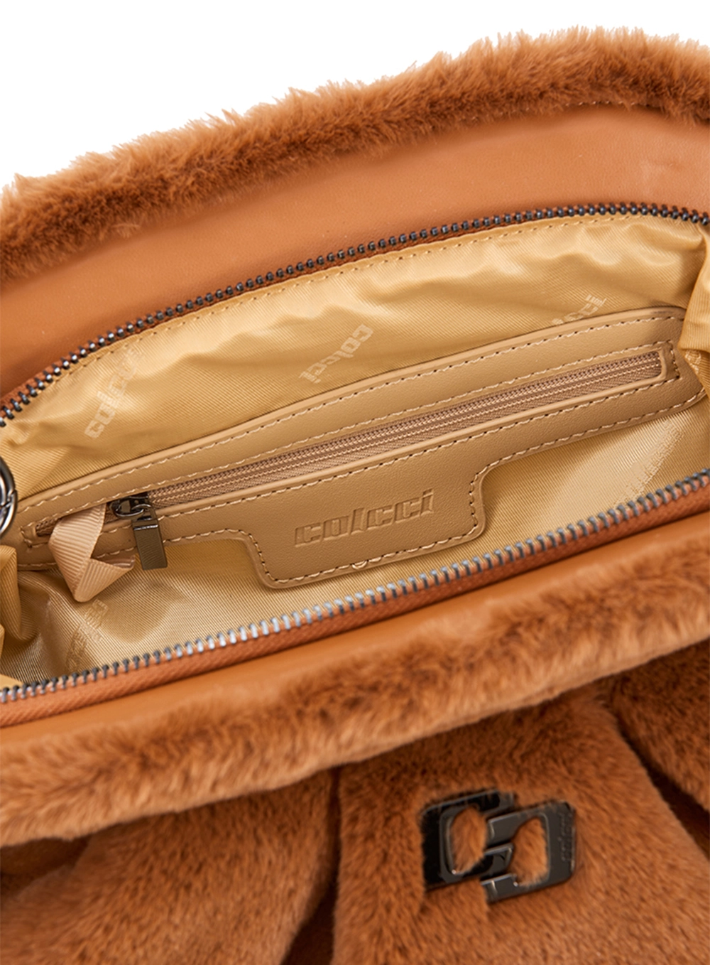 Bolsa Feminina Clutch Furry Caramelo