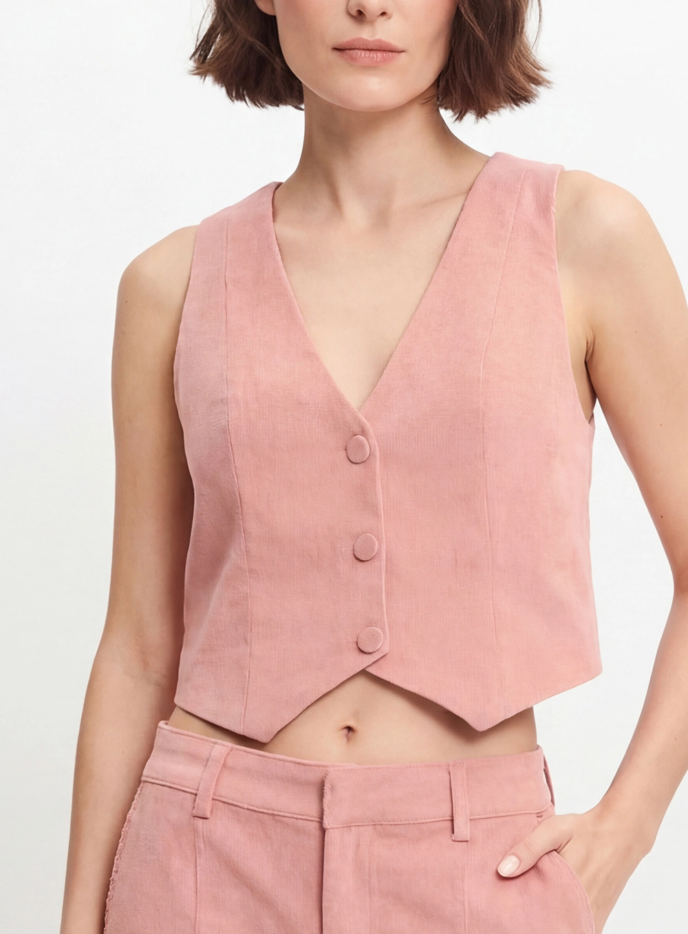 Colete Alfaiataria Feminino Veludo Rosa 4