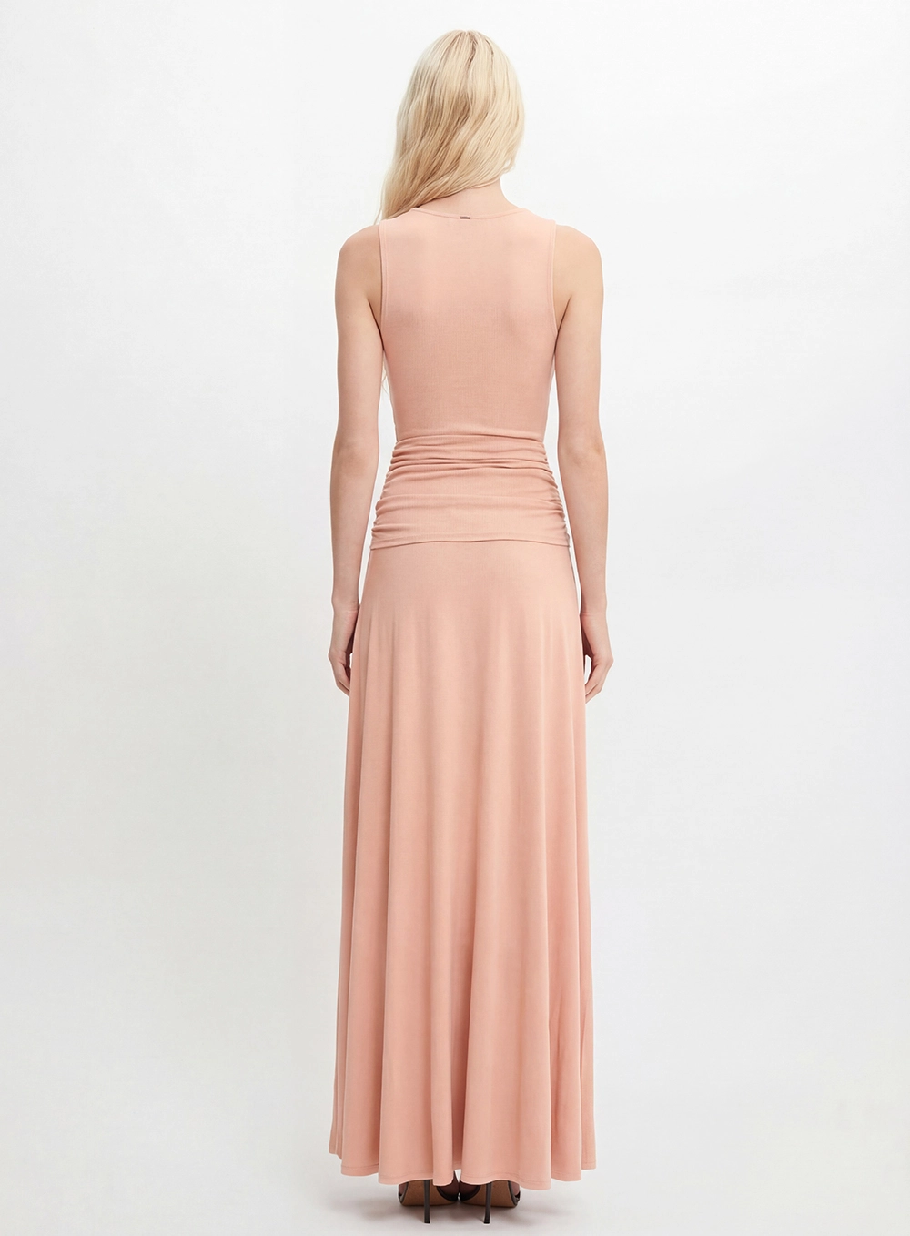 Vestido Longo Mullet Transpassado Com Argola Bege 2