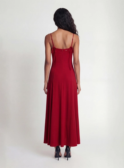 Vestido Longo Evasê Com Amarração