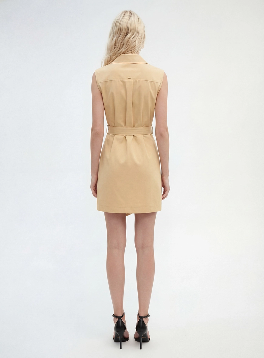 Vestido Curto Alfaiataria Com Amarração Amarelo 2