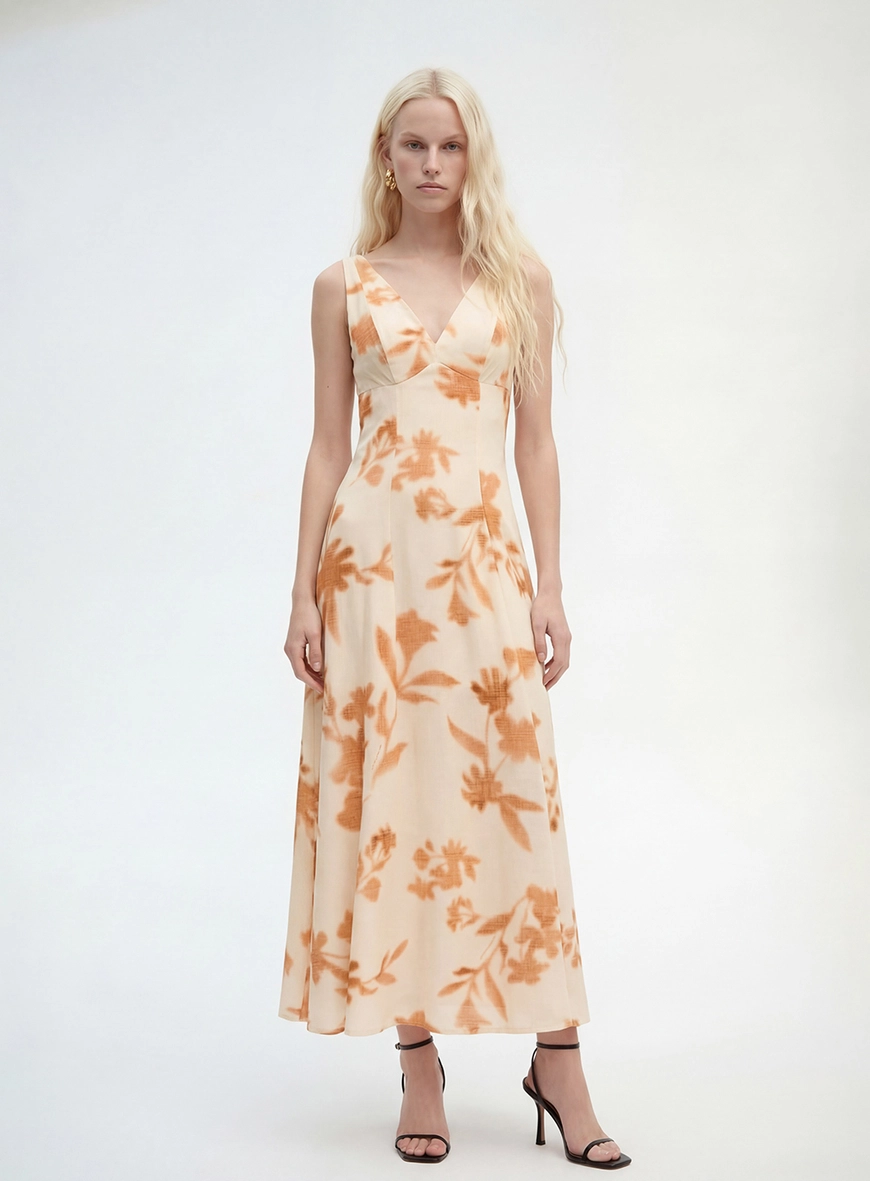 Vestido Longo Evasê - Flores Inverno Estampados 1