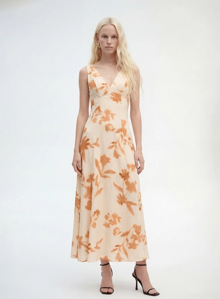 Vestido Longo Evasê - Flores Inverno