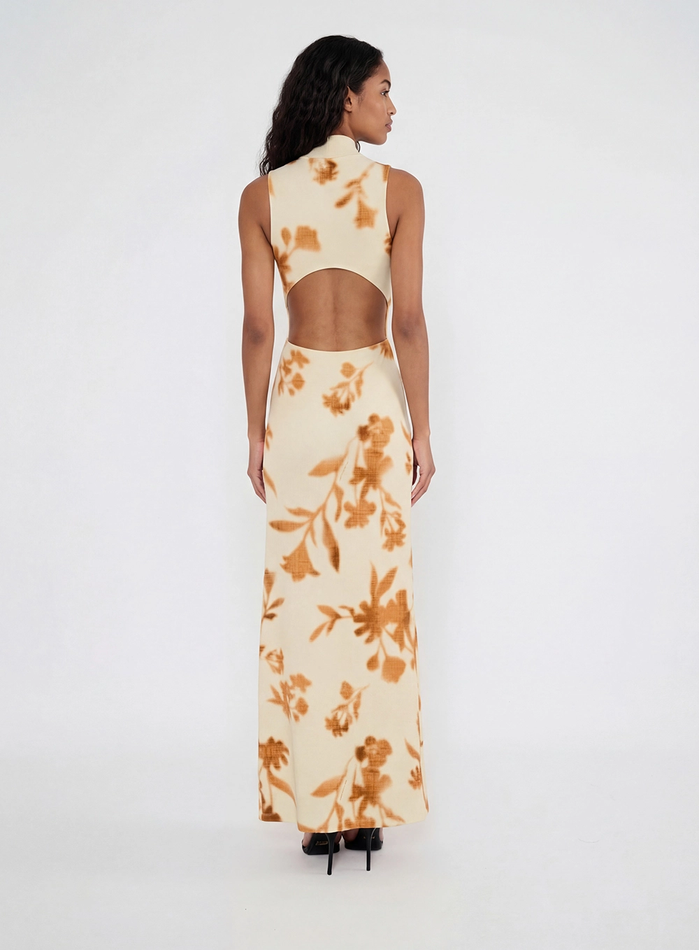 Vestido Longo Slim Com Recortes - Flores Inverno Estampados 2