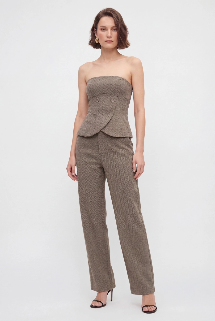 Blusa Alfaiataria Tomara Que Caia Bege 3
