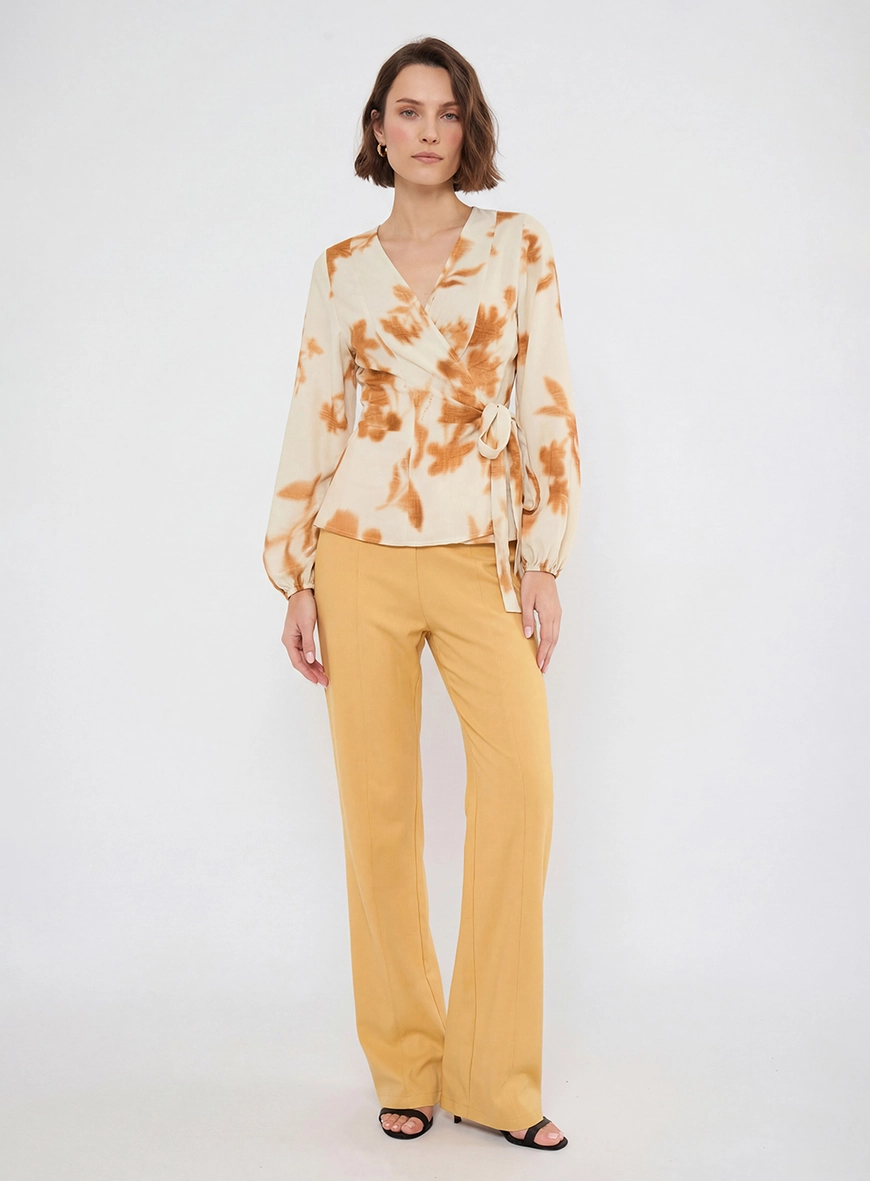 Blusa Assimétrica Com Amarração - Flores Inverno Estampados 3