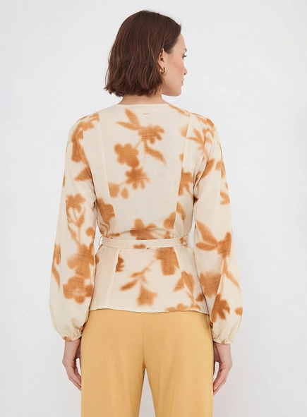 Blusa Assimétrica Com Amarração - Flores Inverno