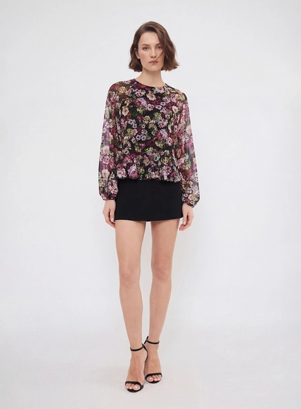 Blusa Ampla Manga Longa Estampada