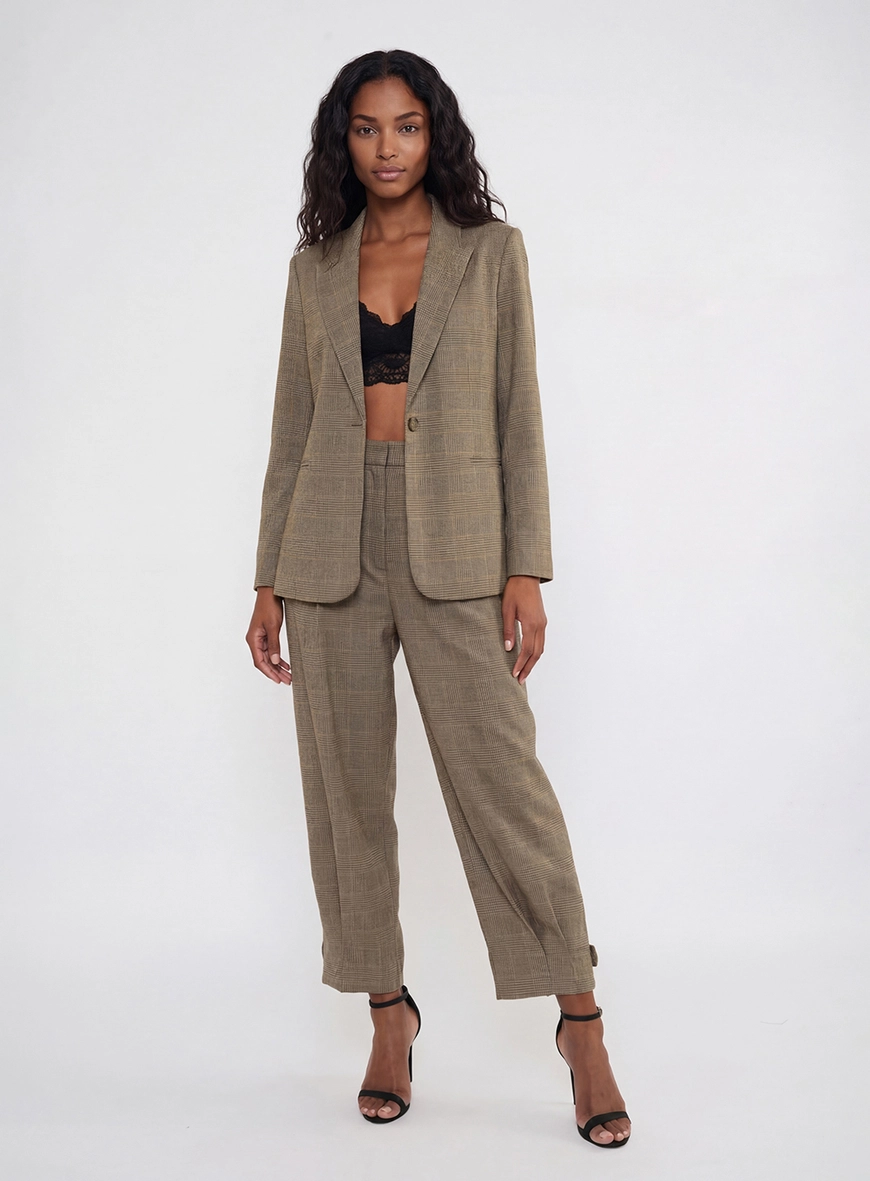 Blazer Alfaiataria Feminino Regular Xadrez Estampados 3