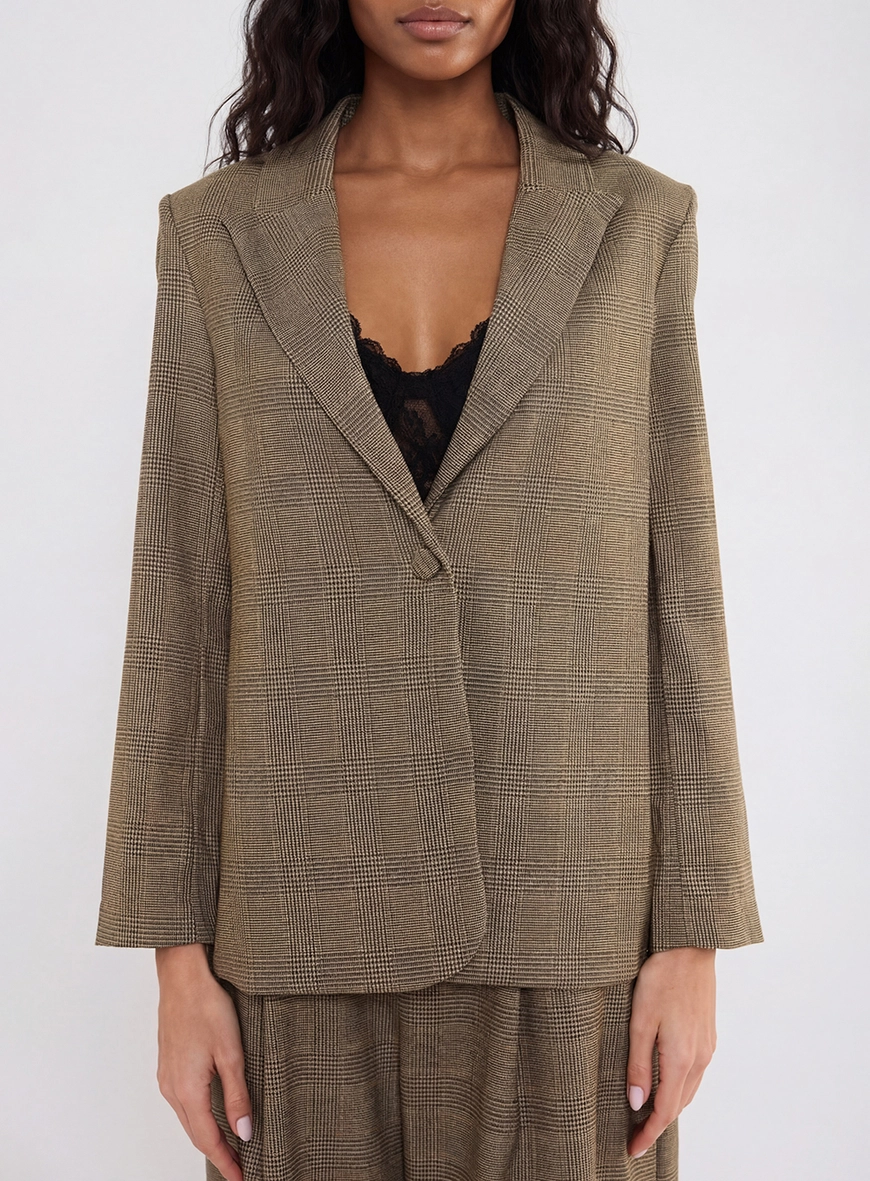 Blazer Alfaiataria Feminino Regular Xadrez Estampados 4