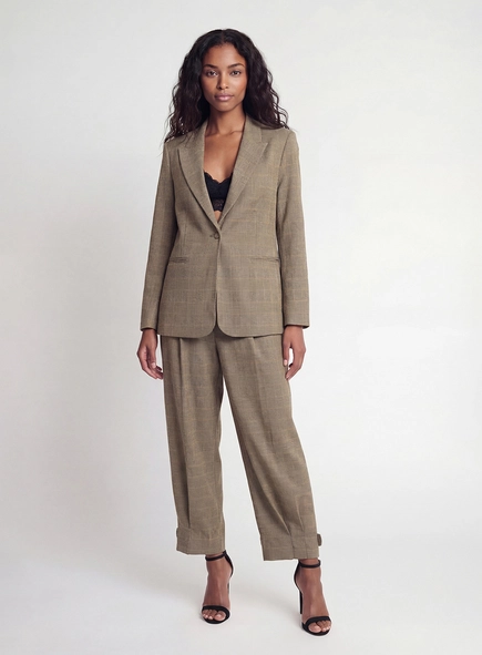 Blazer Alfaiataria Feminino Regular Xadrez