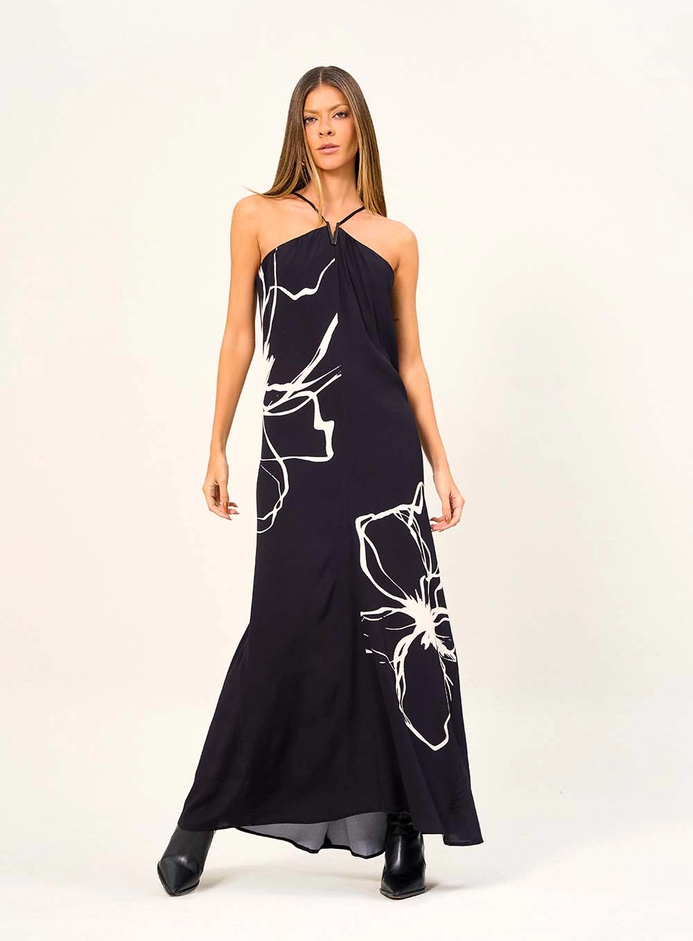 Vestido Feminino Longo Halter Estampado Estampados 4