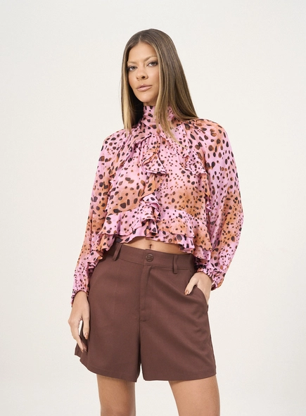 Short Feminino Alfaiataria Cintura Alta