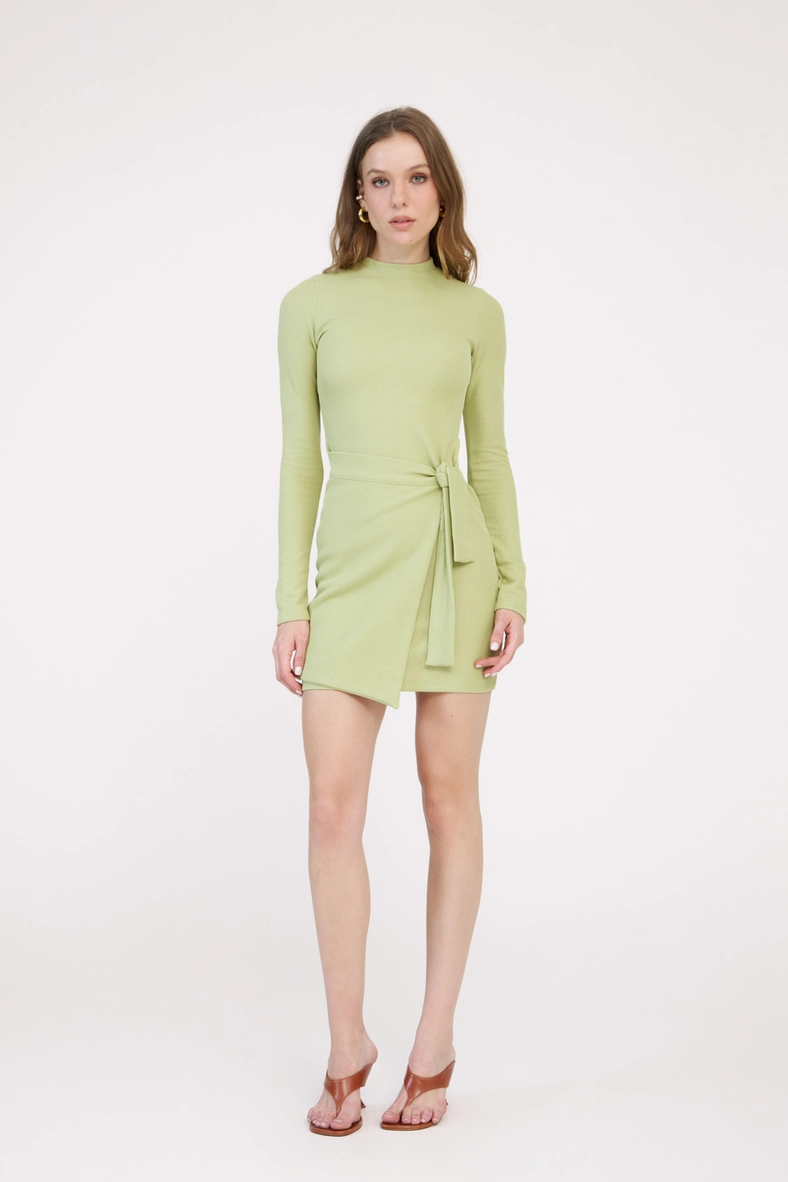 Vestido Curto Comfort Com Amarração Verde 1