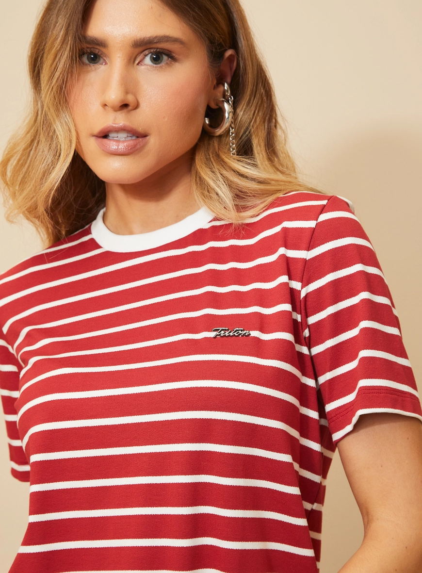 Camiseta Feminina Listrada Estampados 3